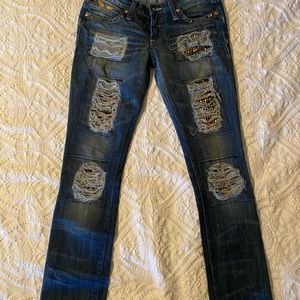 Robins jeans studded/distressed luxury brand